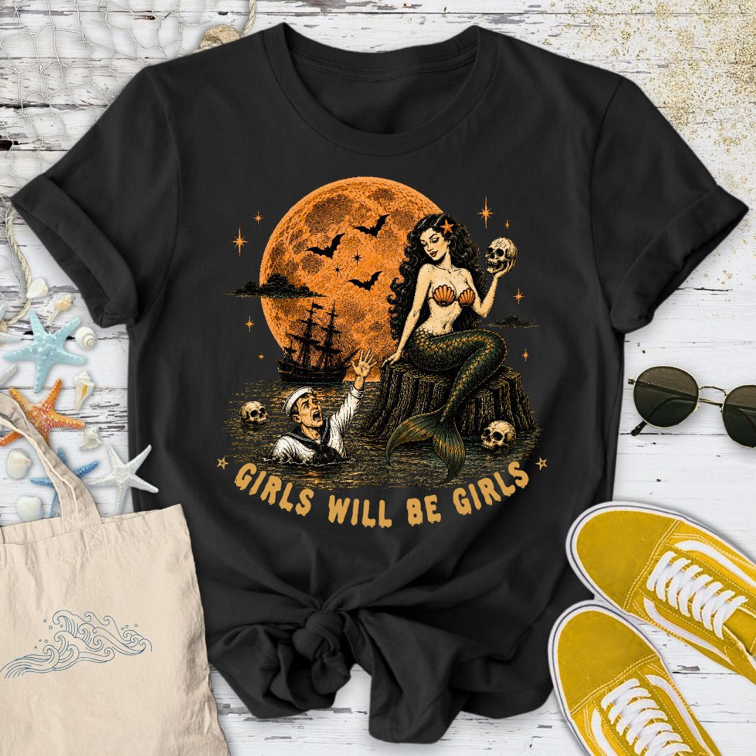 Girls Will Be Girls T-Shirt - Ocean Graphic Tee - Gift for Ocean Lovers