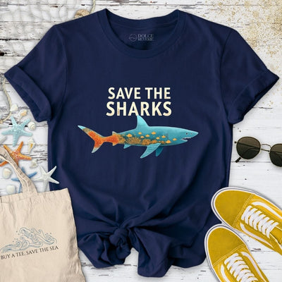 Save The Sharks II T-Shirt - Ocean Graphic Tee - Gift for Ocean Lovers - Unisex