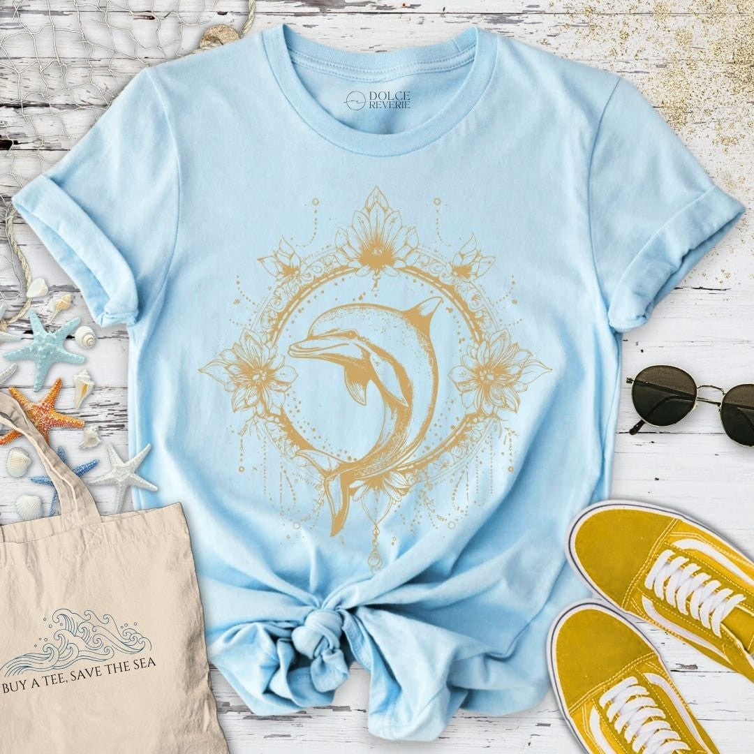 Mandala Dolphin T-Shirt - Ocean Graphic Tee - Gift for Ocean Lovers - Unisex