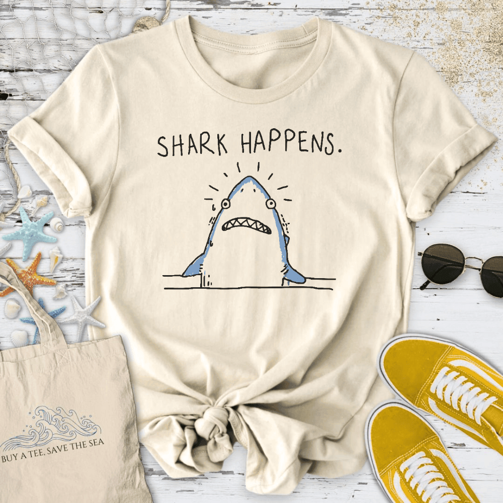 Shark Happens T-Shirt - Ocean Graphic Tee - Gift for Ocean Lovers - Unisex