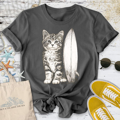 Surfer Cat T-Shirt - Ocean Graphic Tee - Gift for Ocean Lovers - Unisex