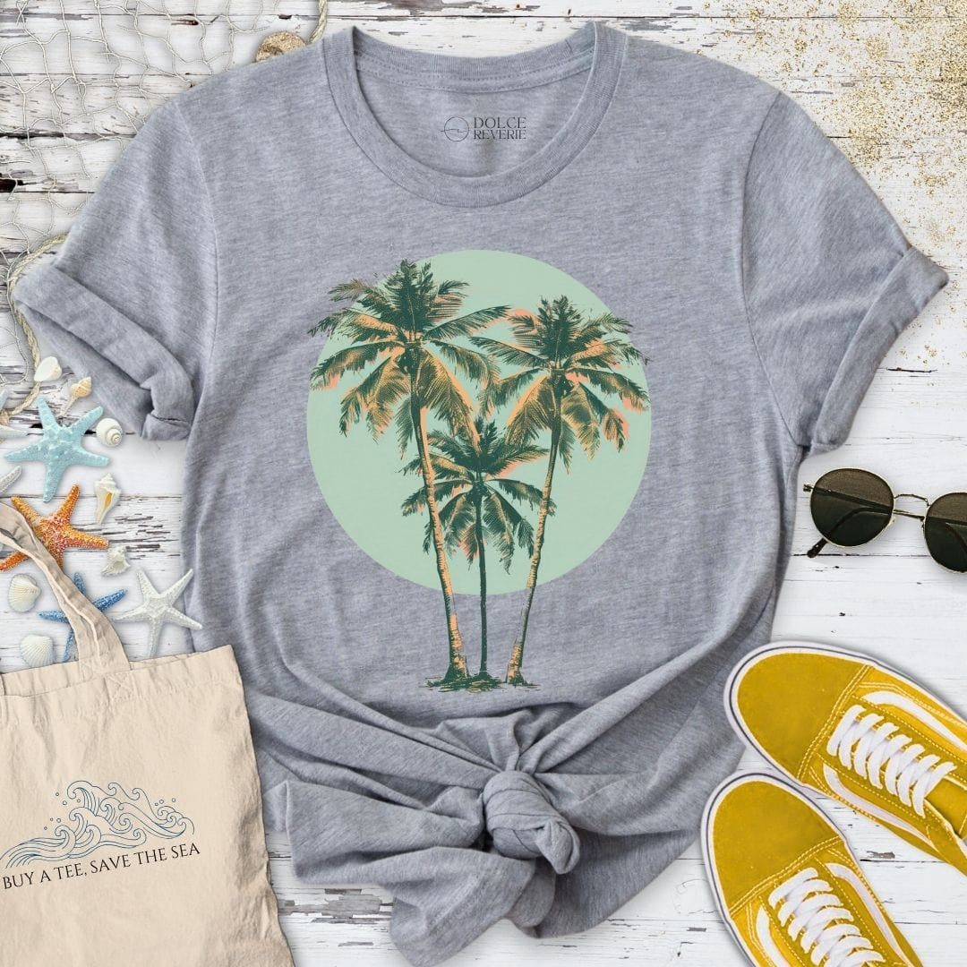 Tropical Palms T-Shirt - Ocean Graphic Tee - Gift for Ocean Lovers - Unisex