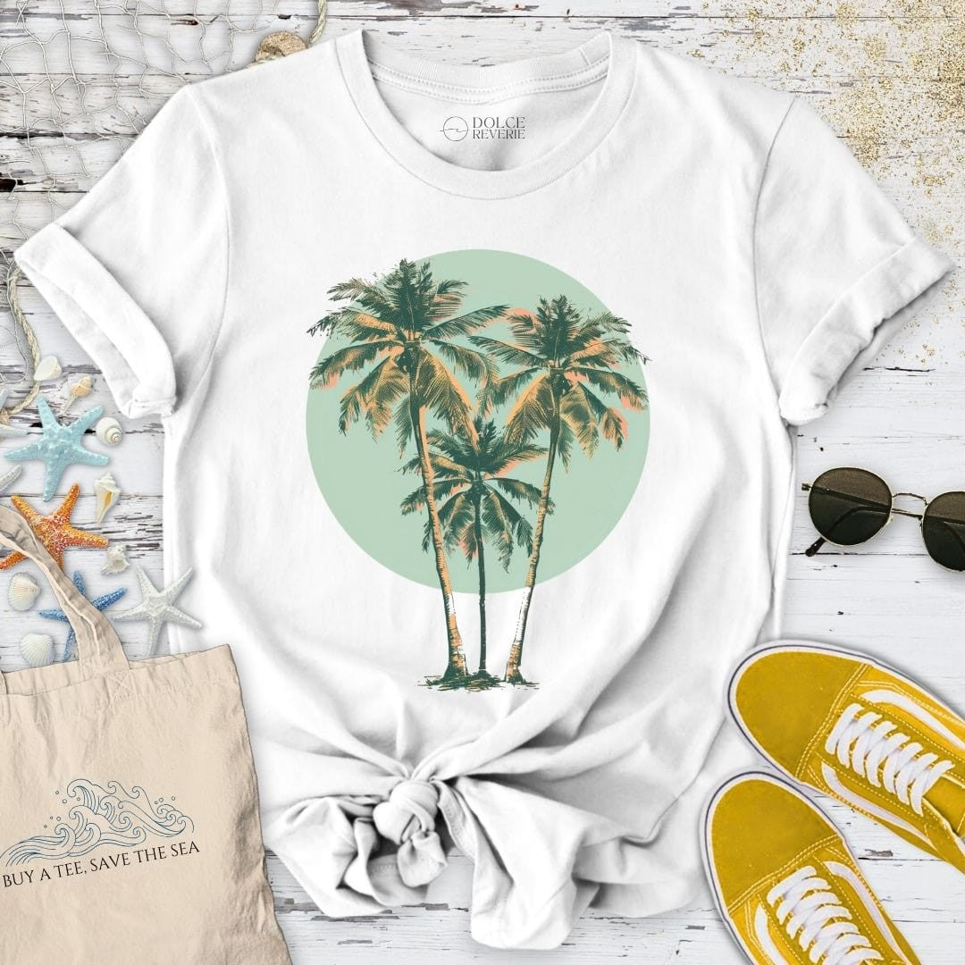 Tropical Palms T-Shirt - Ocean Graphic Tee - Gift for Ocean Lovers - Unisex