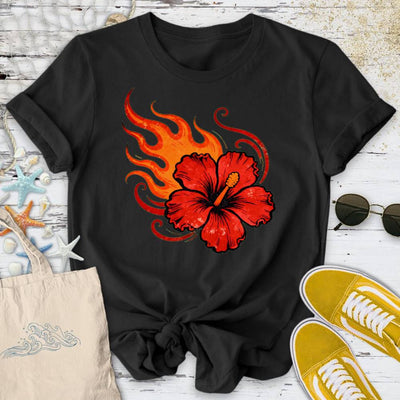Fire Hibiscus T-Shirt - Ocean Graphic Tee - Gift for Ocean Lovers - Unisex