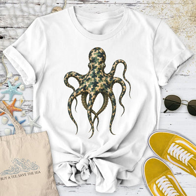 Camo Octopus T-Shirt - Ocean Graphic Tee - Gift for Ocean Lovers - Unisex
