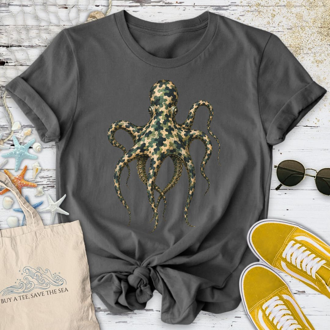 Camo Octopus T-Shirt - Ocean Graphic Tee - Gift for Ocean Lovers - Unisex