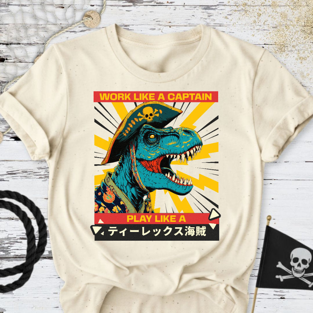 Play Like a T-Rex Pirate T-Shirt - Ocean Graphic Tee - Gift for Ocean Lovers - Unisex