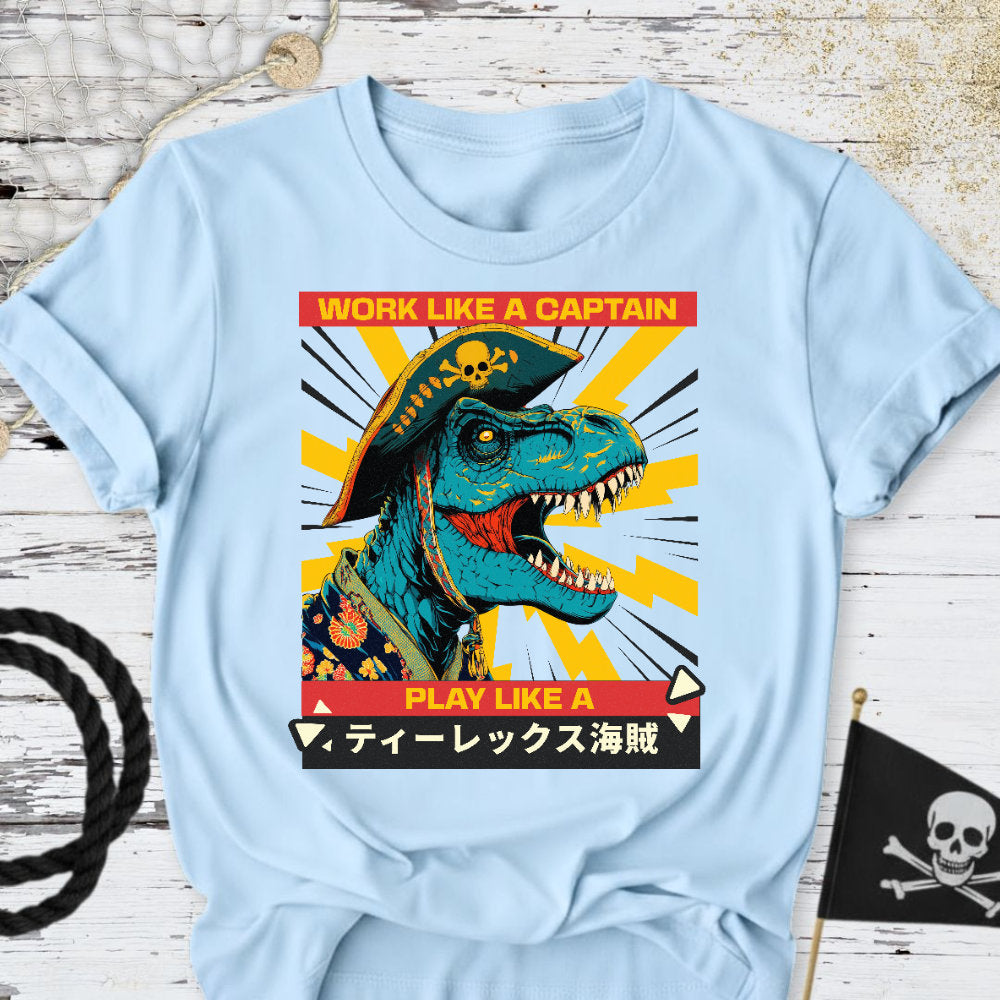Play Like a T-Rex Pirate T-Shirt - Ocean Graphic Tee - Gift for Ocean Lovers - Unisex