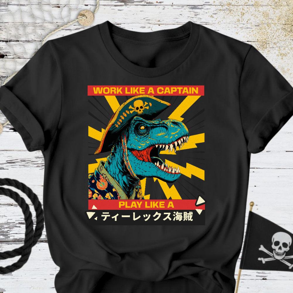 Play Like a T-Rex Pirate T-Shirt - Ocean Graphic Tee - Gift for Ocean Lovers - Unisex