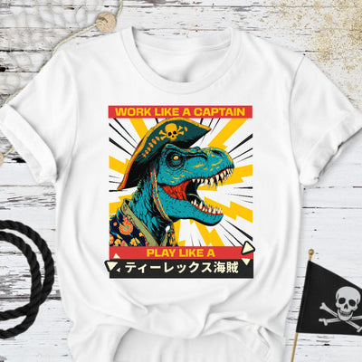 Play Like a T-Rex Pirate T-Shirt - Ocean Graphic Tee - Gift for Ocean Lovers - Unisex