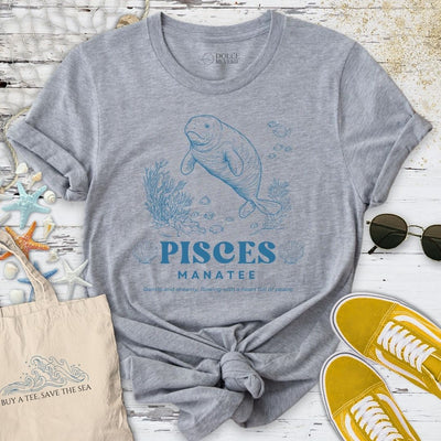 Pisces Manatee T-Shirt - Ocean Graphic Tee - Gift for Ocean Lovers - Unisex