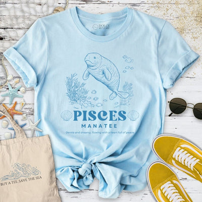 Pisces Manatee T-Shirt - Ocean Graphic Tee - Gift for Ocean Lovers - Unisex