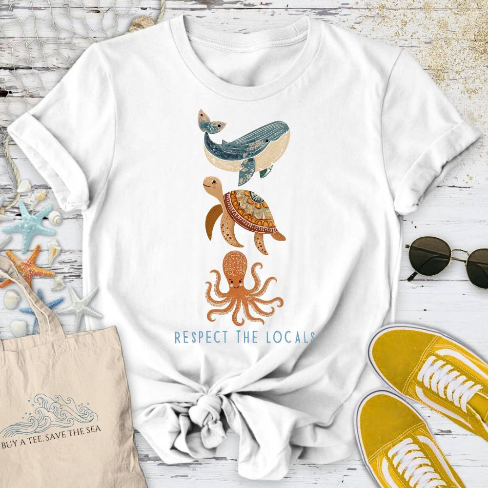 Respect The Ocean Locals T-Shirt - Graphic Tee - Gift for Ocean Lovers - Unisex