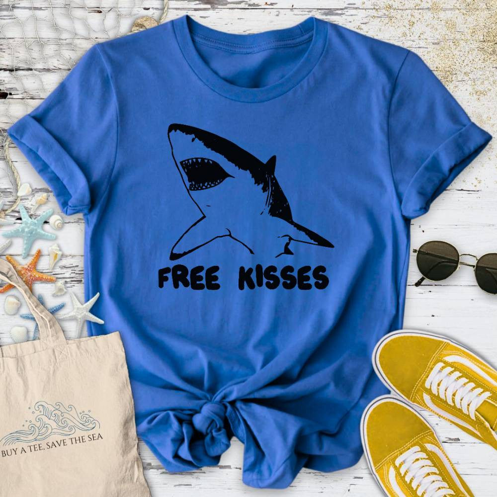 Free Kisses, Shark T-Shirt - Ocean Graphic Tee - Gift for Ocean Lovers - Unisex