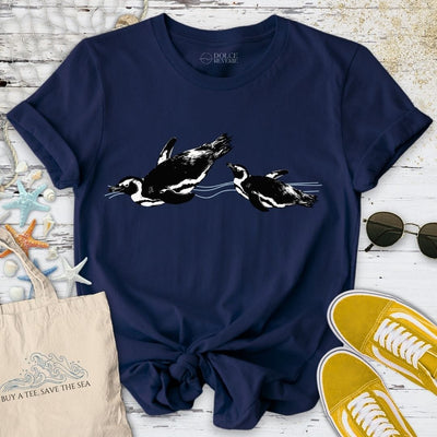 Swimming Penguins T-Shirt - Ocean Graphic Tee - Gift for Ocean Lovers - Unisex