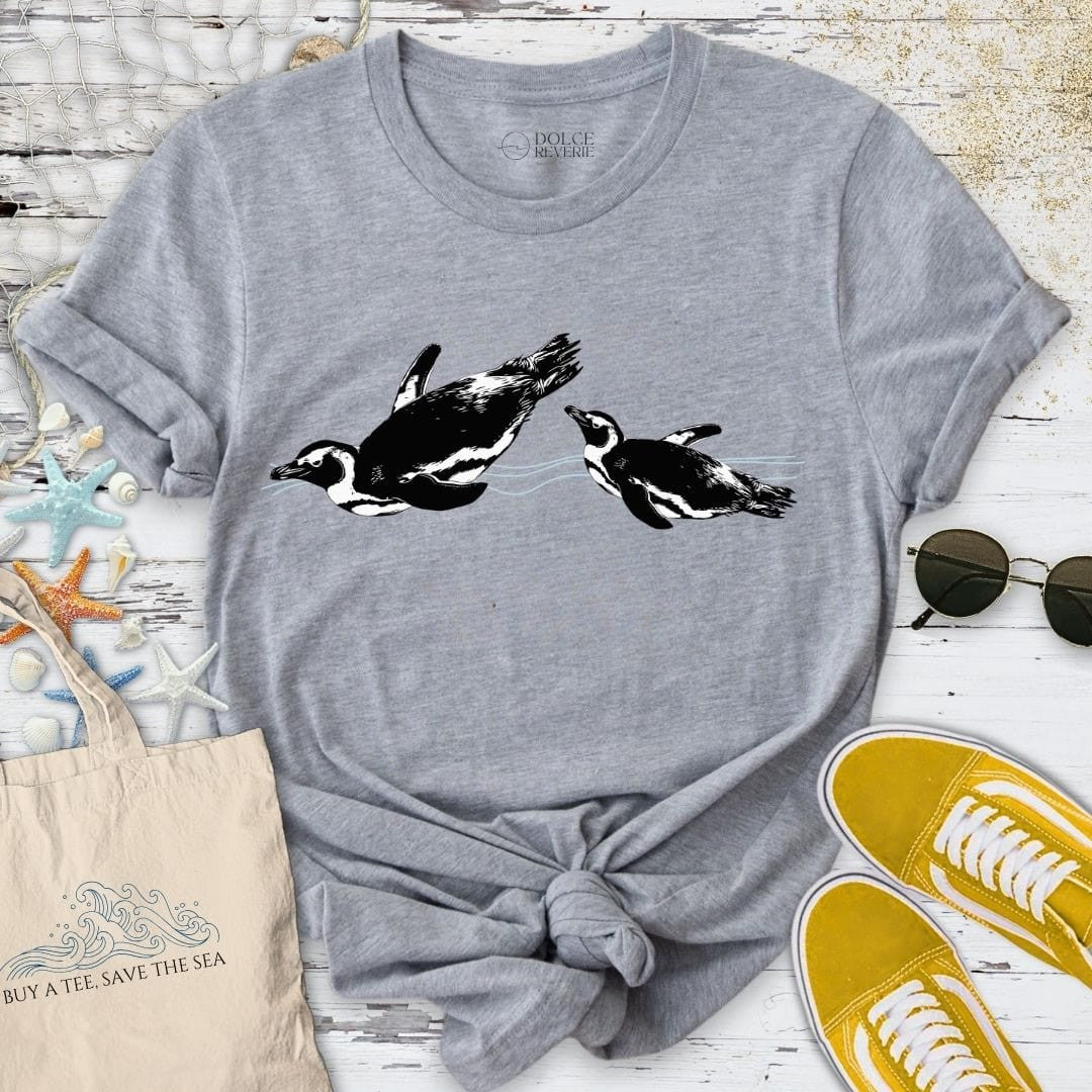 Swimming Penguins T-Shirt - Ocean Graphic Tee - Gift for Ocean Lovers - Unisex