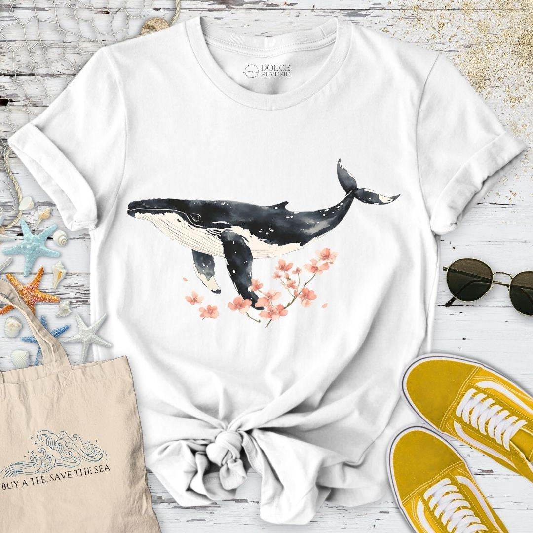 Chinese Ink Whale T-Shirt - Ocean Graphic Tee - Gift for Ocean Lovers - Unisex