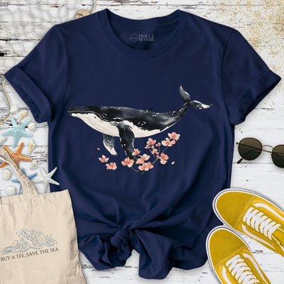 Chinese Ink Whale T-Shirt - Ocean Graphic Tee - Gift for Ocean Lovers - Unisex