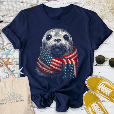 Winter Seal USA T-Shirt - Ocean Graphic Tee - Gift for Ocean Lovers - Unisex