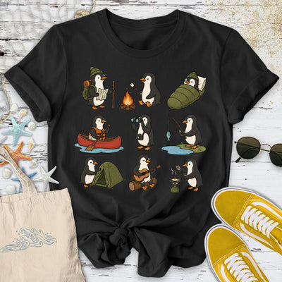 Camping Penguin T-Shirt - Ocean Graphic Tee - Gift for Ocean Lovers - Unisex