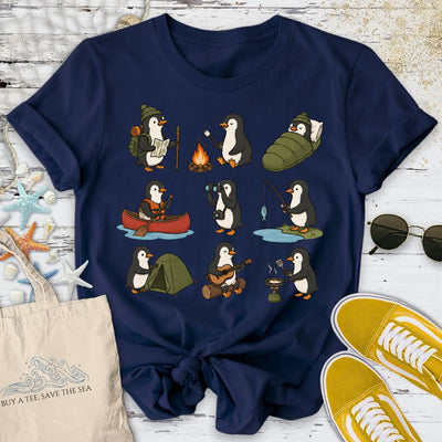 Camping Penguin T-Shirt - Ocean Graphic Tee - Gift for Ocean Lovers - Unisex