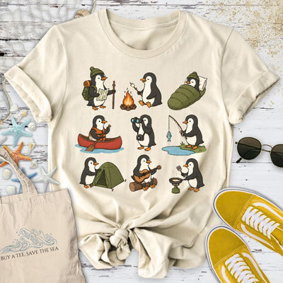Camping Penguin T-Shirt - Ocean Graphic Tee - Gift for Ocean Lovers - Unisex