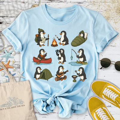 Camping Penguin T-Shirt - Ocean Graphic Tee - Gift for Ocean Lovers - Unisex
