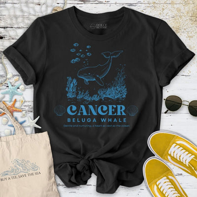 Cancer Beluga T-Shirt - Ocean Graphic Tee - Gift for Ocean Lovers - Unisex