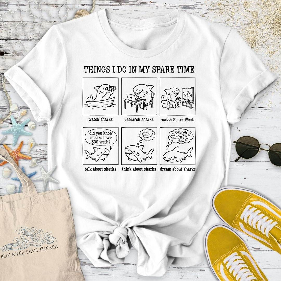 Spare Time, Shark T-Shirt - Ocean Graphic Tee - Gift for Ocean Lovers - Unisex