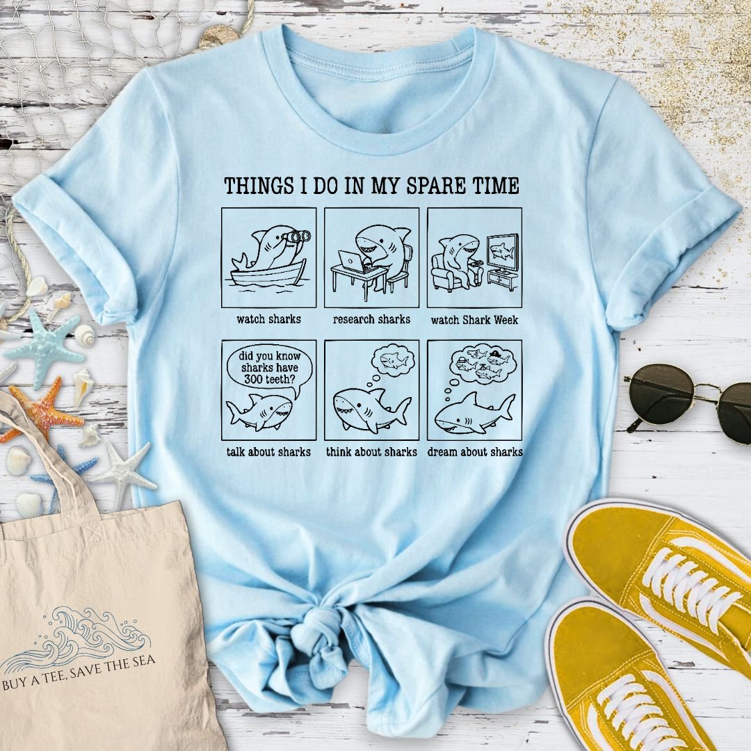Spare Time, Shark T-Shirt - Ocean Graphic Tee - Gift for Ocean Lovers - Unisex