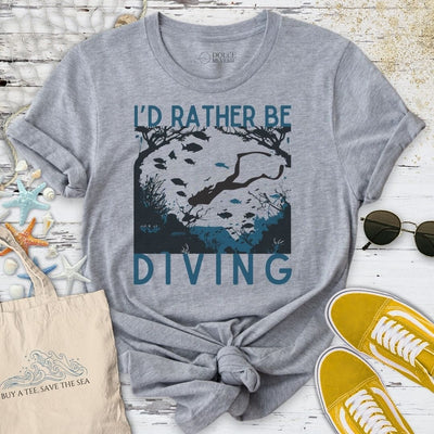 I'd Rather Be Diving T-Shirt - Ocean Graphic Tee - Gift for Ocean Lovers - Unisex