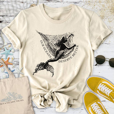Oceans Deserve Better, Mermaid T-Shirt - Ocean Graphic Tee - Gift for Ocean Lovers - Unisex