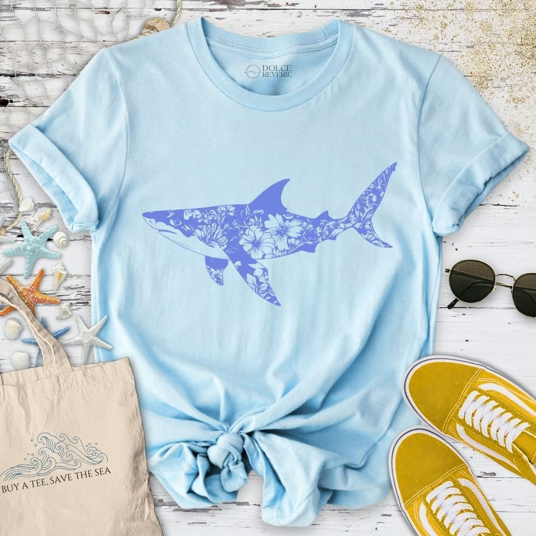 Ink Flower Shark T-Shirt - Ocean Graphic Tee - Gift for Ocean Lovers - Unisex