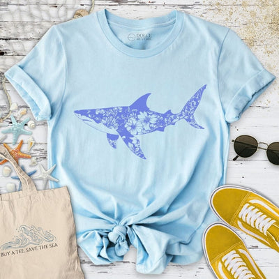 Ink Flower Shark T-Shirt - Ocean Graphic Tee - Gift for Ocean Lovers - Unisex