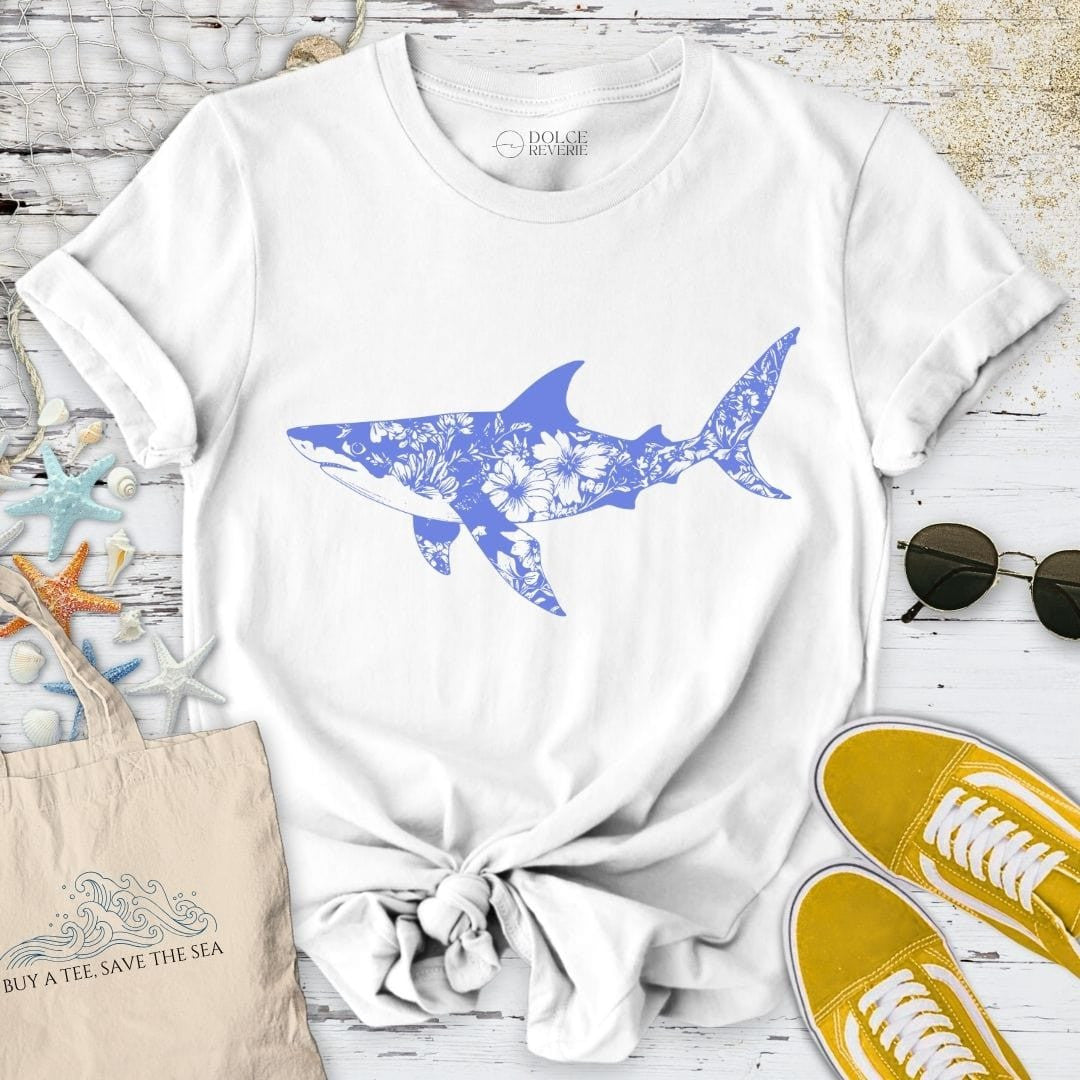 Ink Flower Shark T-Shirt - Ocean Graphic Tee - Gift for Ocean Lovers - Unisex