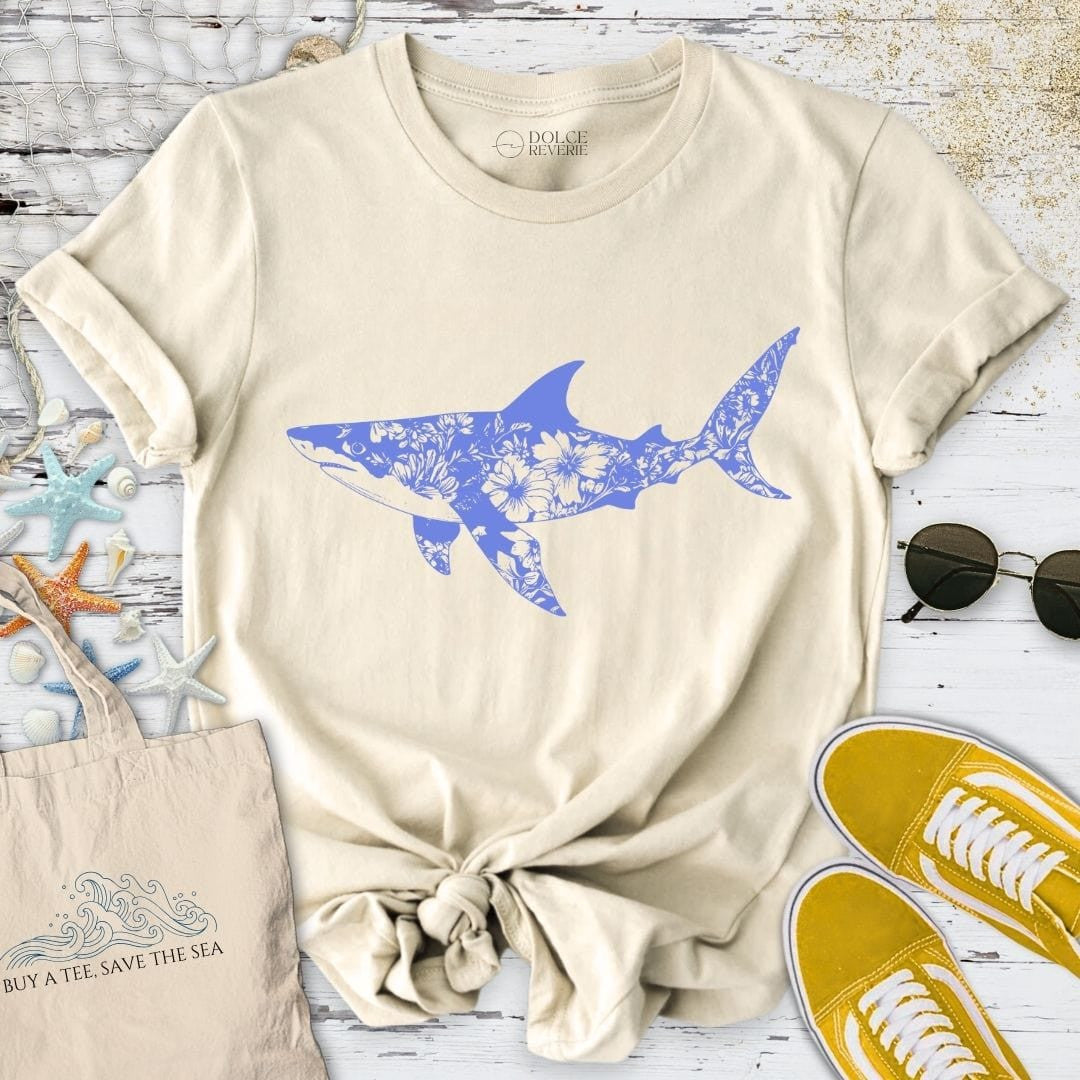 Ink Flower Shark T-Shirt - Ocean Graphic Tee - Gift for Ocean Lovers - Unisex