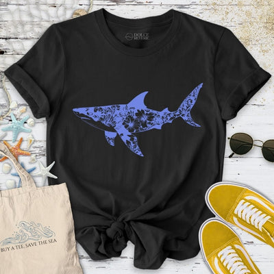 Ink Flower Shark T-Shirt - Ocean Graphic Tee - Gift for Ocean Lovers - Unisex