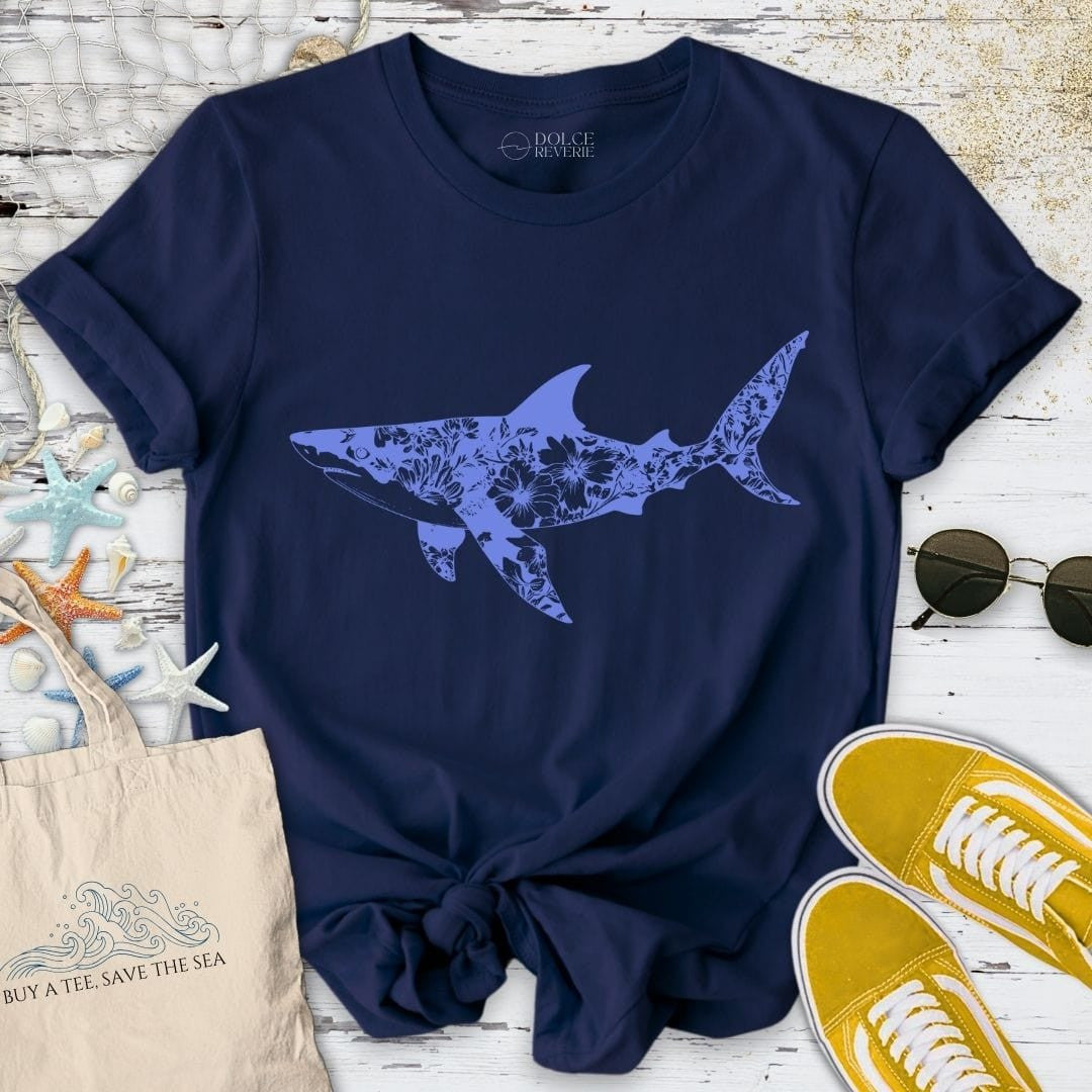 Ink Flower Shark T-Shirt - Ocean Graphic Tee - Gift for Ocean Lovers - Unisex