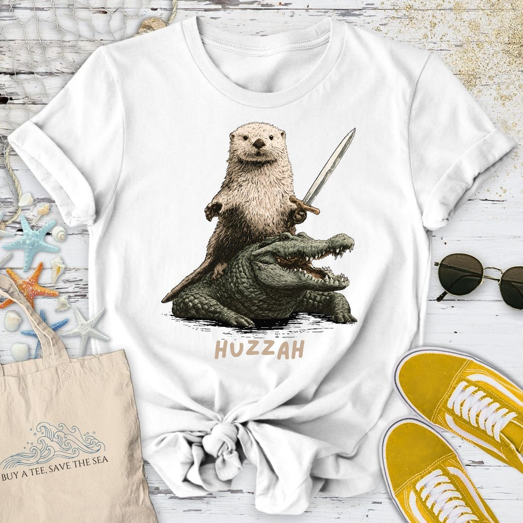 Huzzah, Otter T-Shirt - Ocean Graphic Tee - Gift for Ocean Lovers - Unisex