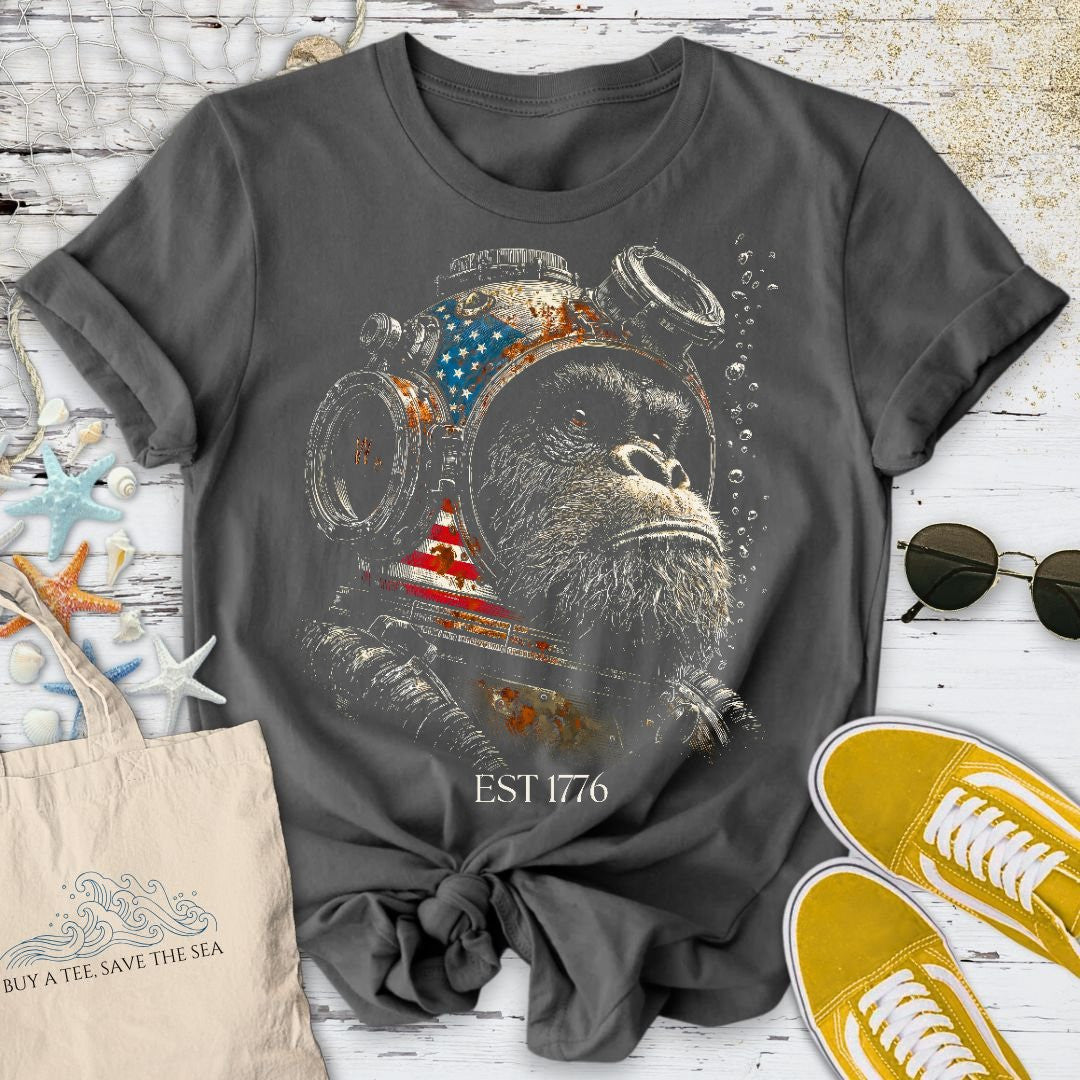 Deep Sea Gorilla USA T-Shirt - Ocean Graphic Tee - Gift for Ocean Lovers - Unisex