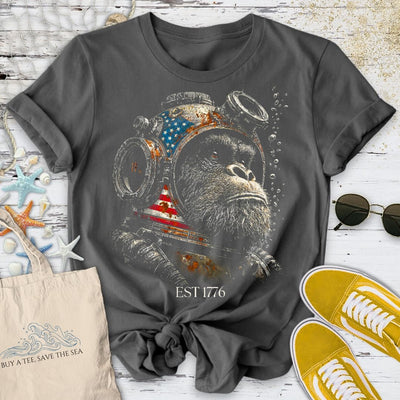 Deep Sea Gorilla USA T-Shirt - Ocean Graphic Tee - Gift for Ocean Lovers - Unisex