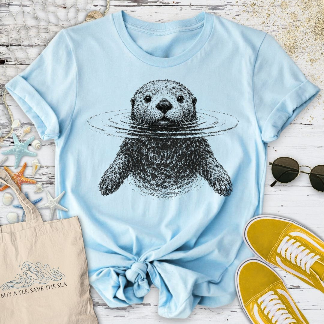 Curious Otter T-Shirt - Ocean Graphic Tee - Gift for Ocean Lovers - Unisex