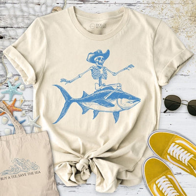 Tuna Rider Skeleton T-Shirt - Ocean Graphic Tee - Gift for Ocean Lovers - Unisex