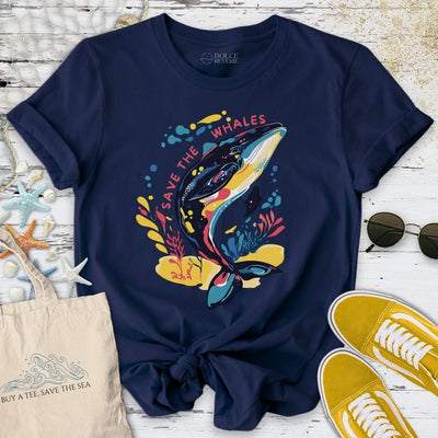 Save The Whales T-Shirt - Ocean Graphic Tee - Gift for Ocean Lovers - Unisex