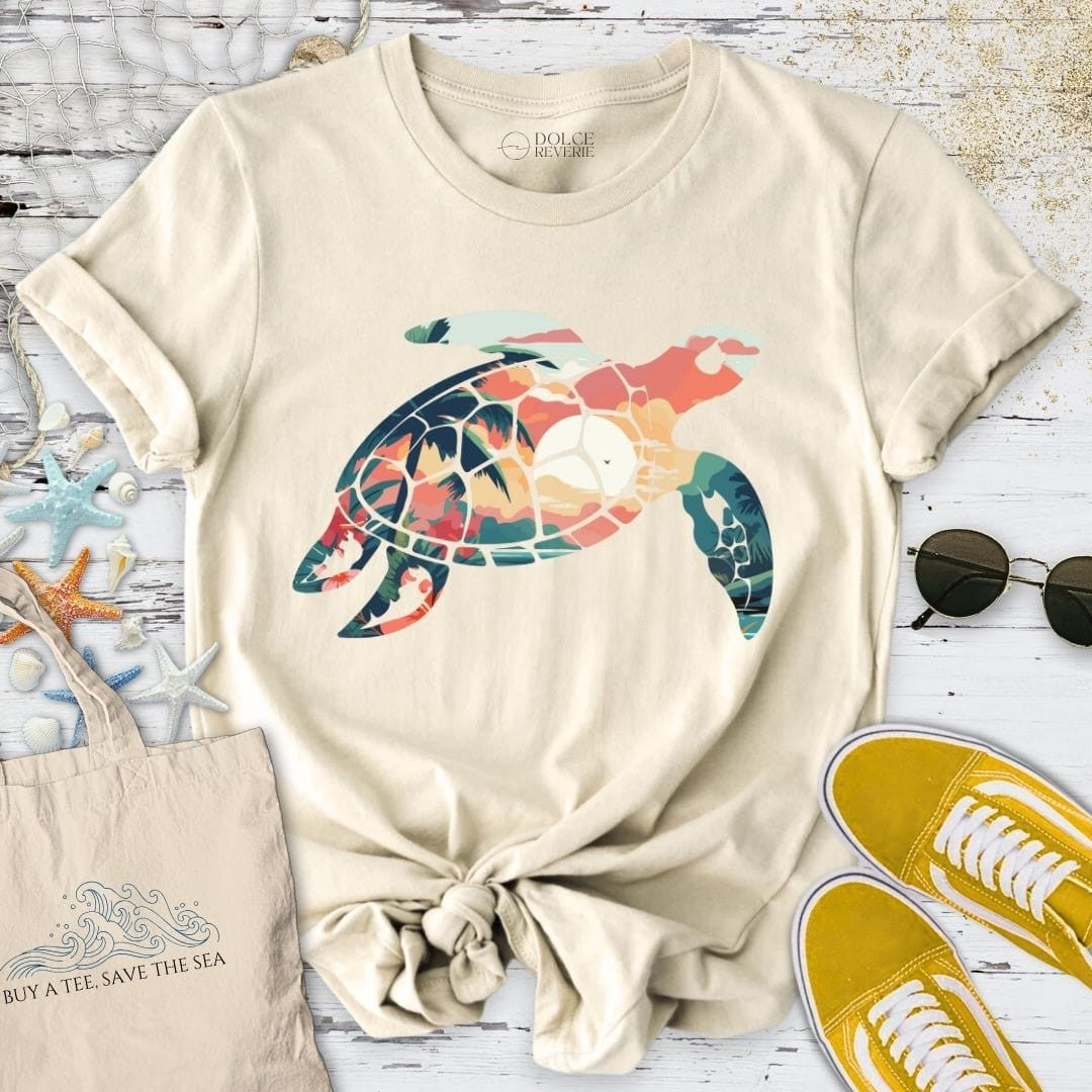 Tropical Turtle T-Shirt - Ocean Graphic Tee - Gift for Ocean Lovers - Unisex