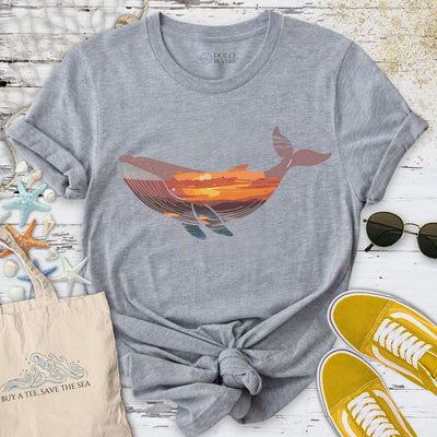 Sunset Whale T-Shirt - Ocean Graphic Tee - Gift for Ocean Lovers - Unisex