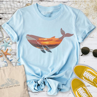 Sunset Whale T-Shirt - Ocean Graphic Tee - Gift for Ocean Lovers - Unisex