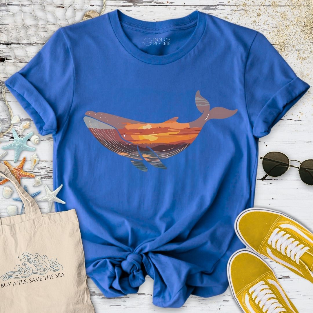 Sunset Whale T-Shirt - Ocean Graphic Tee - Gift for Ocean Lovers - Unisex