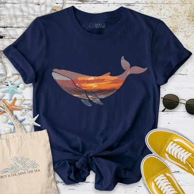 Sunset Whale T-Shirt - Ocean Graphic Tee - Gift for Ocean Lovers - Unisex