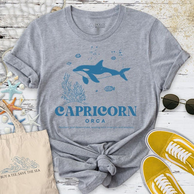 Capricorn Orca T-Shirt - Ocean Graphic Tee - Gift for Ocean Lovers - Unisex